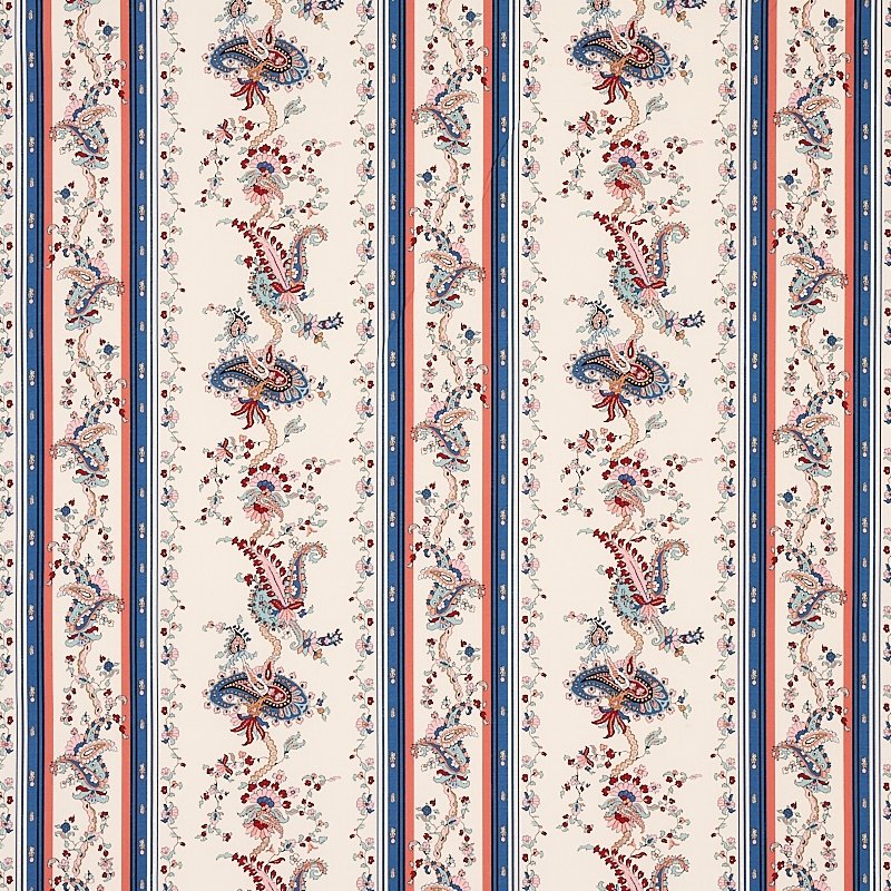 Purchase sample of 179980 Elena Paisley Stripe, Blue by Schumacher Fabric