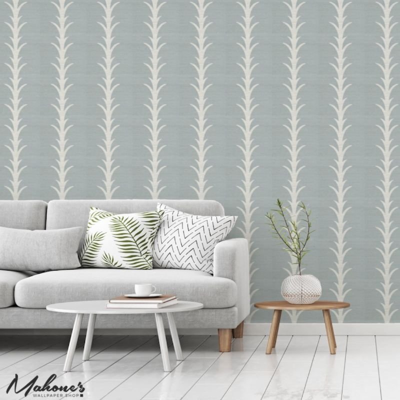 Shop 5006056 Acanthus Stripe Chambray Schumacher Wallpaper