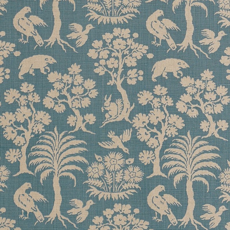 Purchase sample of 176174 Woodland Silhouette, Cadet by Schumacher Fabric