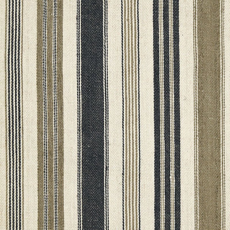 Purchase sample of 65172 Montauban Stripe, Noir / Tobacco by Schumacher Fabric