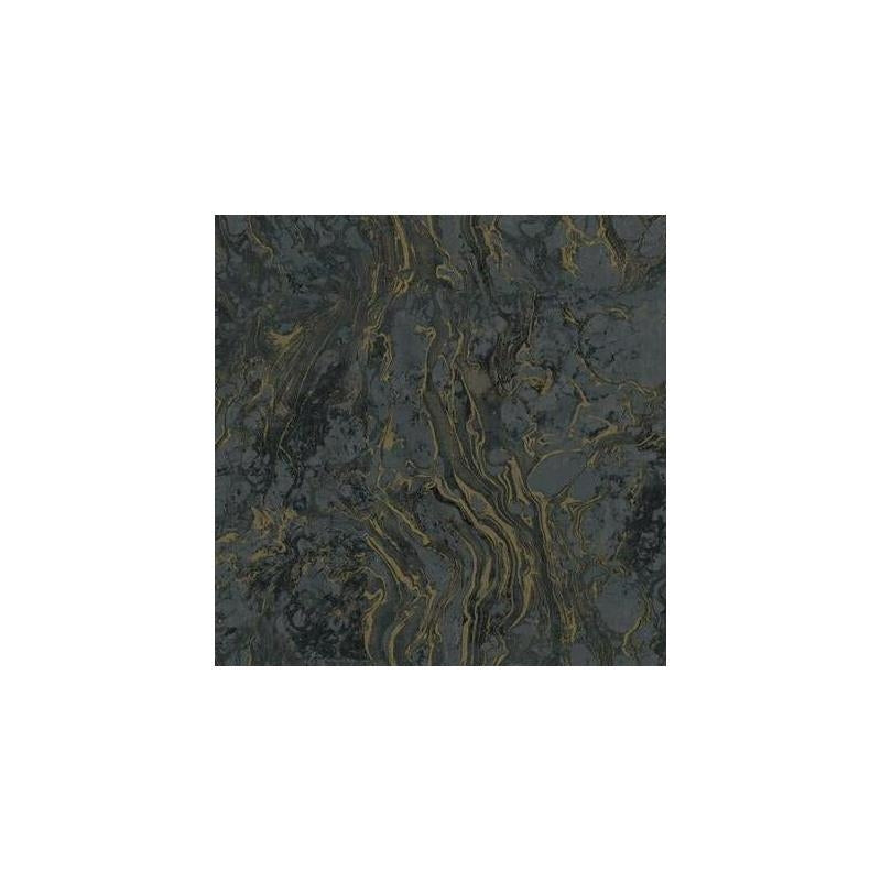 Sample - KT2224 Ronald Redding 24 Karat, Polished Marble Wallpaper Black by Ronald Redding