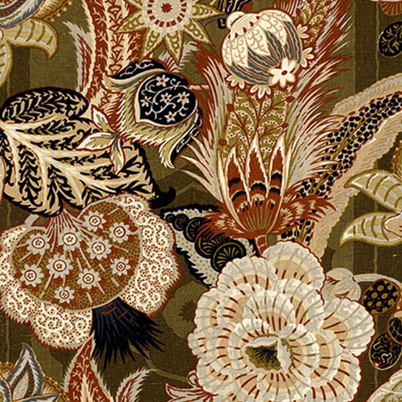 Sample - 173522 Zanzibar Linen Print, Sandalwood by Schumacher Fabric