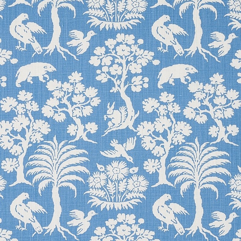 Purchase sample of 176176 Woodland Silhouette, Blue by Schumacher Fabric