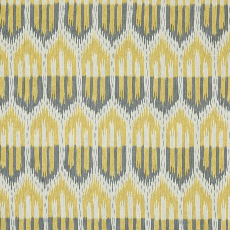 Purchase sample of 176081 Bukhara Ikat Citrine Smoke by Schumacher Fabric