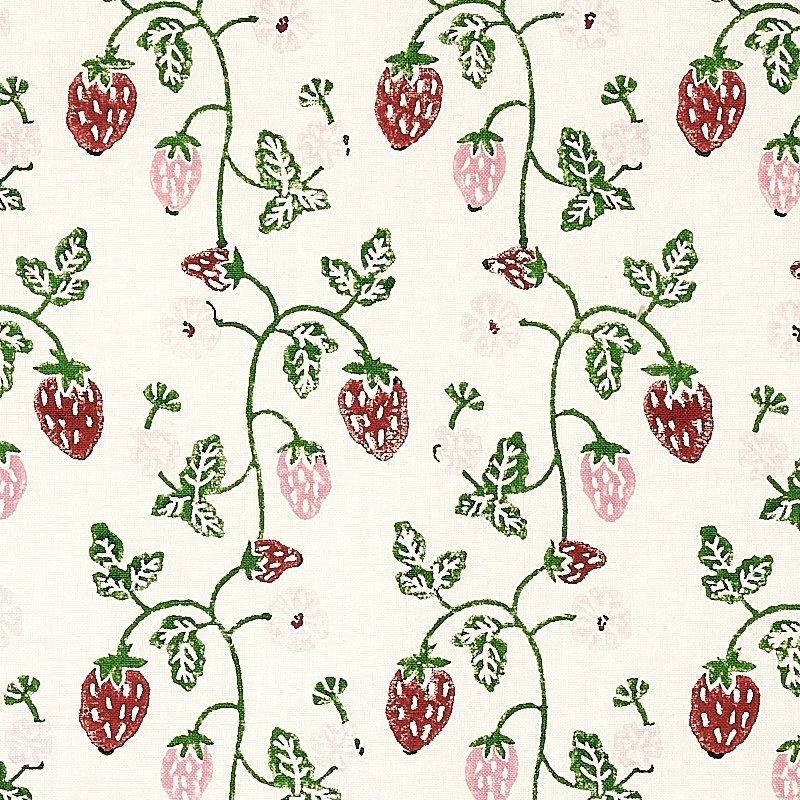 Pink Cow Strawberry Fabric, Wallpaper and Home Decor