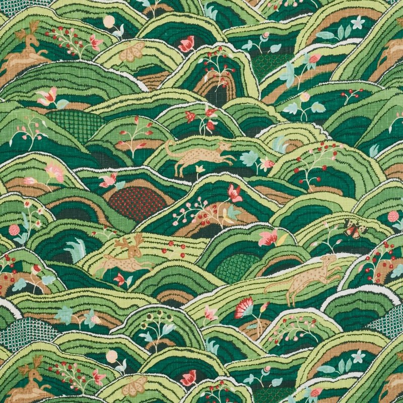 Purchase sample of 177381 Rolling Hills, Green by Schumacher Fabric