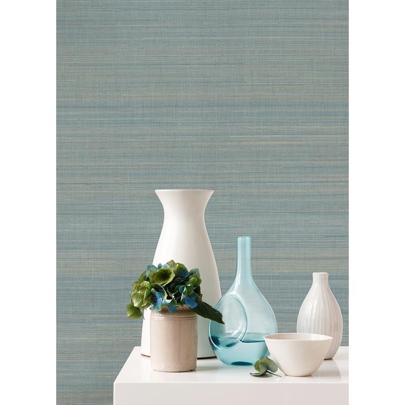 Purchase 2972-86101 Loom Mai Turquoise Abaca Grasscloth Wallpaper Turquoise A-Street Prints Wallpaper