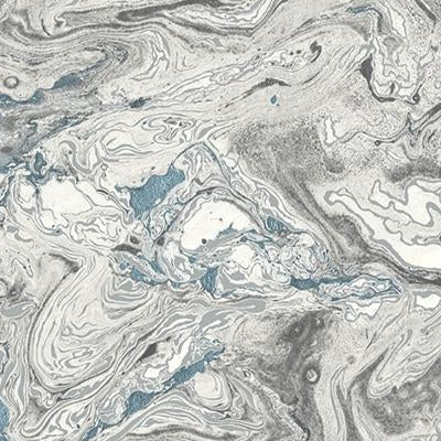 Shop LN21002 Luxe Haven Faux Marble Lunar Rock & Cerulean by Lillian August Wallpaper
