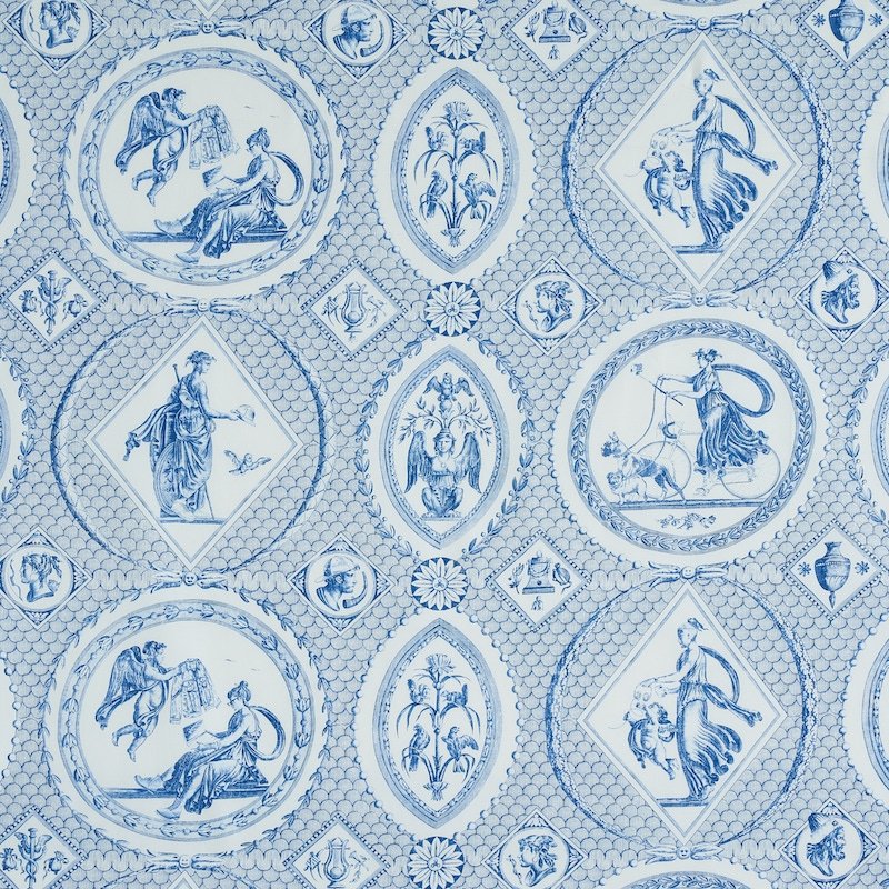 Purchase sample of 179560 Les Scenes Contemporaines, Blue by Schumacher Fabric