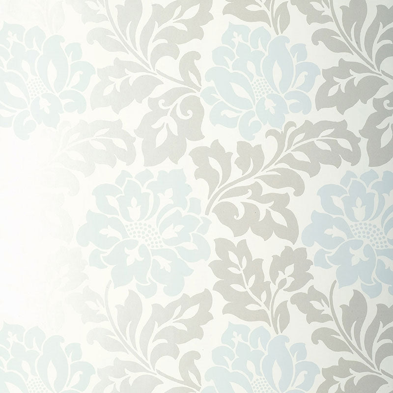 Search 5003631 Saraceno Damask Aquamarine Schumacher Wallpaper
