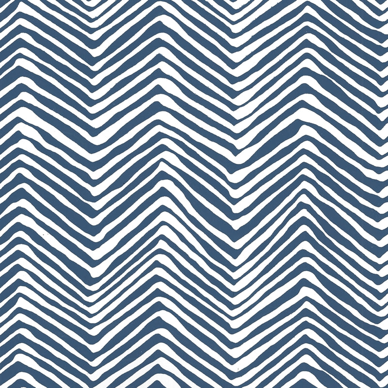View AP303-18W Petite Zig Zag Navy on White by Quadrille Wallpaper