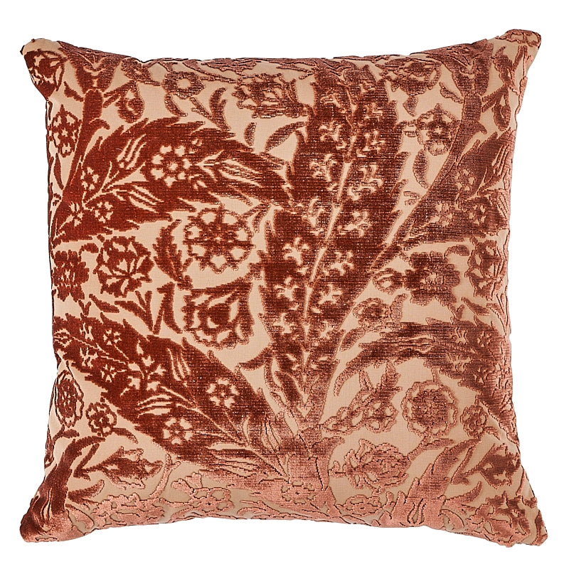 So8078105 | Saz Paisley Velvet 20" Pillow, Terracotta - Schumacher Furniture and Accessories