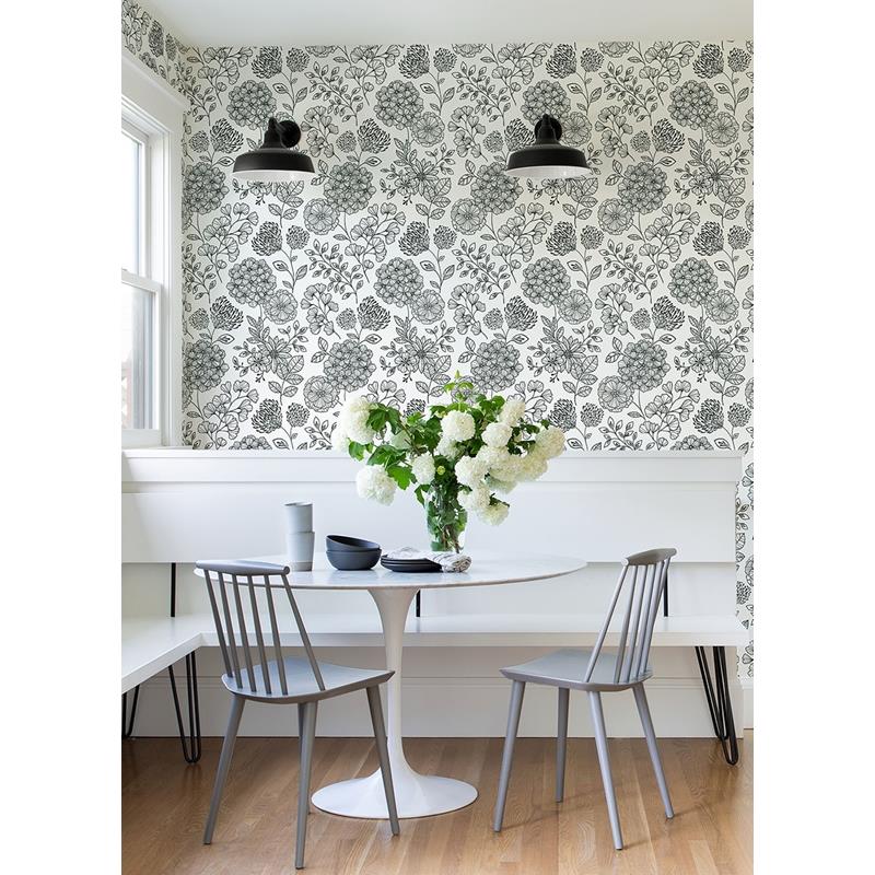 Purchase 2975-26203 Scott Living II Ada Black Floral Black A-Street Prints Wallpaper