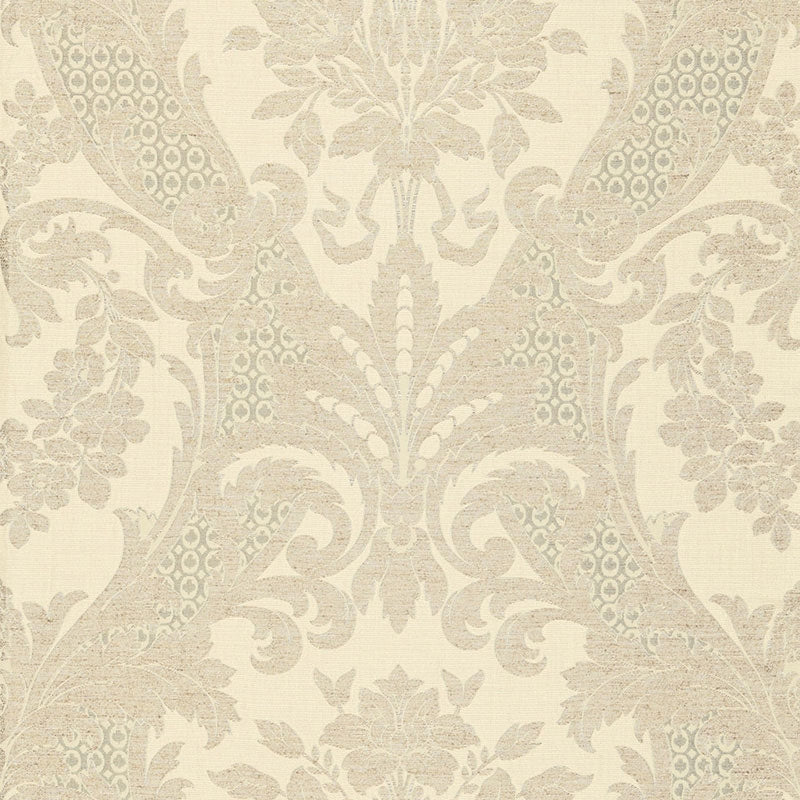 Purchase sample of 66340 Toscana Linen Damask, Greige by Schumacher Fabric