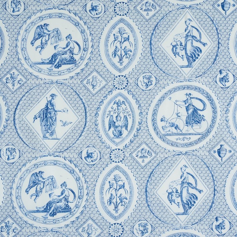 Schumacher Toussaint Toile Blue & Sky Fabric - SCH 180273