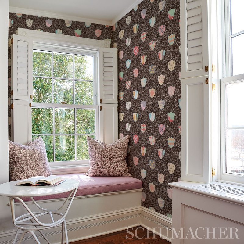Find 5013493 Heraldic Brown Schumacher Wallcovering Wallpaper