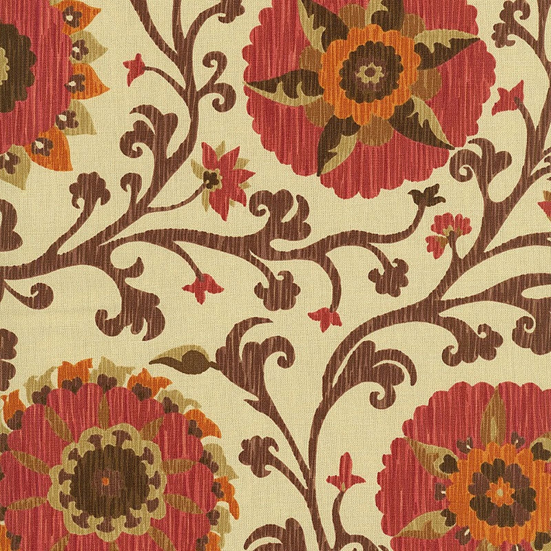 Purchase sample of 1327002 Fergana Embroidery Print, Raisin by Schumacher Fabric