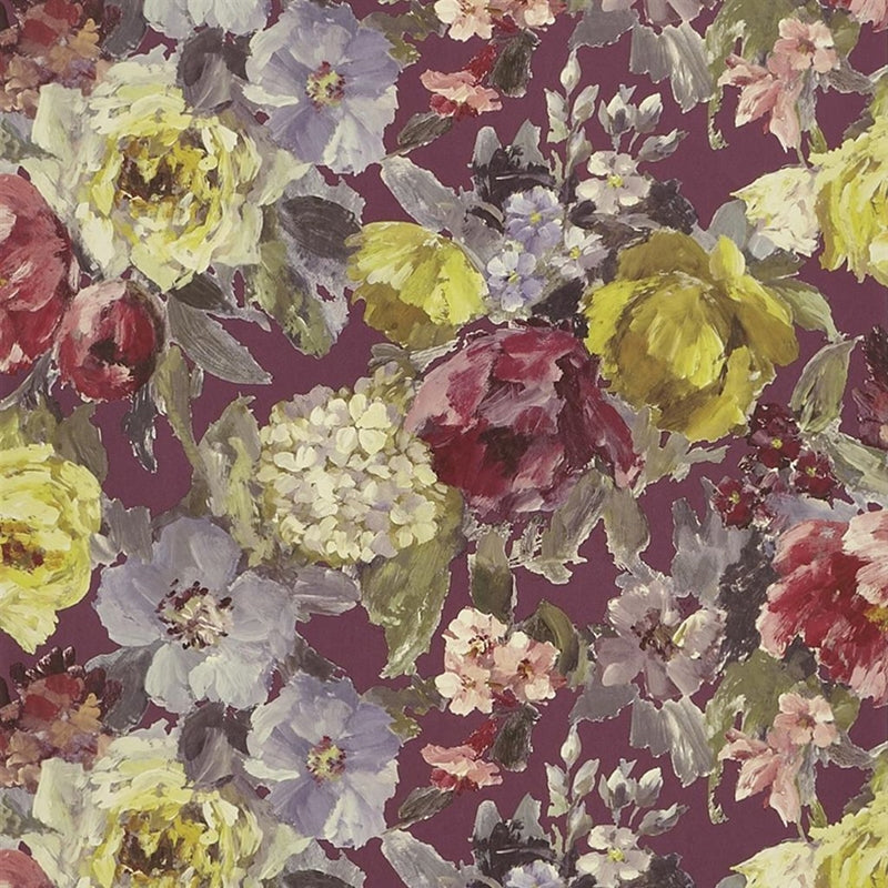Sample PDG675-04 Roseto, Damson by Designer Guild Wallpaper
