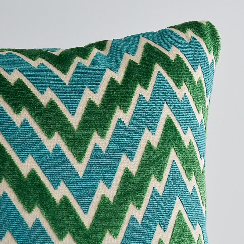 So17807005 Indio and Presidio Ikat Pillow Green By Schumacher Furniture and Accessories