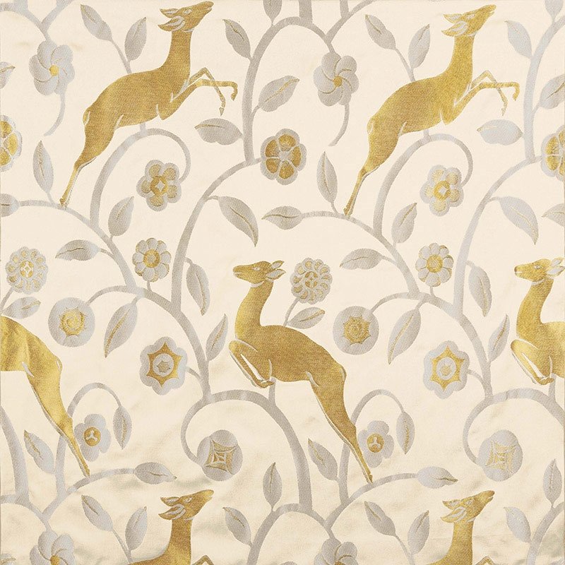 Purchase sample of 68911 Les Gazelles Au Bois, Ecru by Schumacher Fabric