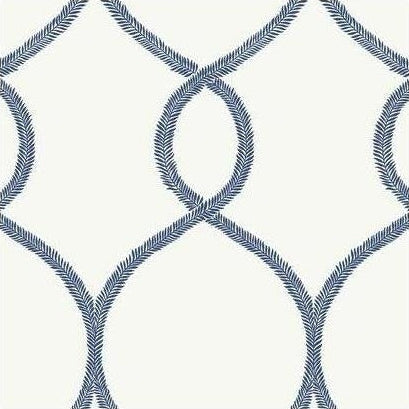 View KT2232 Ronald Redding 24 Karat Laurel Leaf Ogee Wallpaper Navy by Ronald Redding Wallpaper