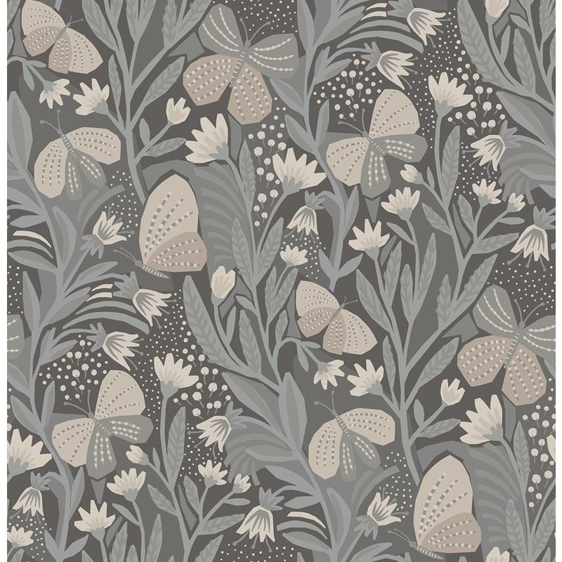 PLS4203 Pip & Lo Blue Grey Papillon Flutter Peel & Stick Wallpaper by NuWallpaper