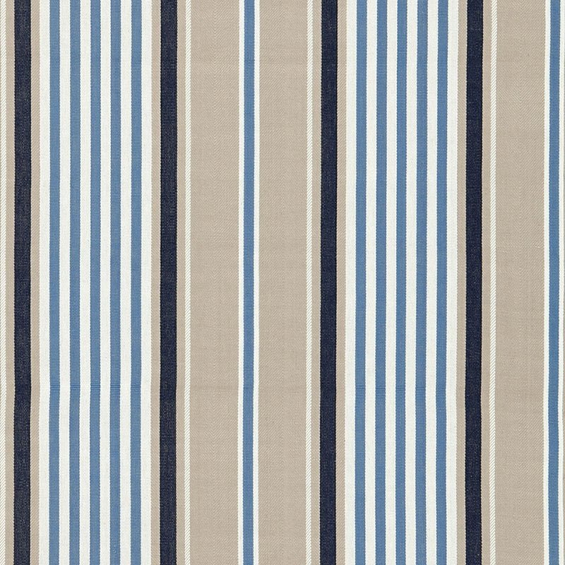 Purchase sample of 66011 Minzer Cotton Stripe, Indigo by Schumacher Fabric