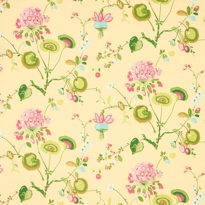 Purchase sample of 180082 Vasily Linen, Green And Yellow by Schumacher Fabric