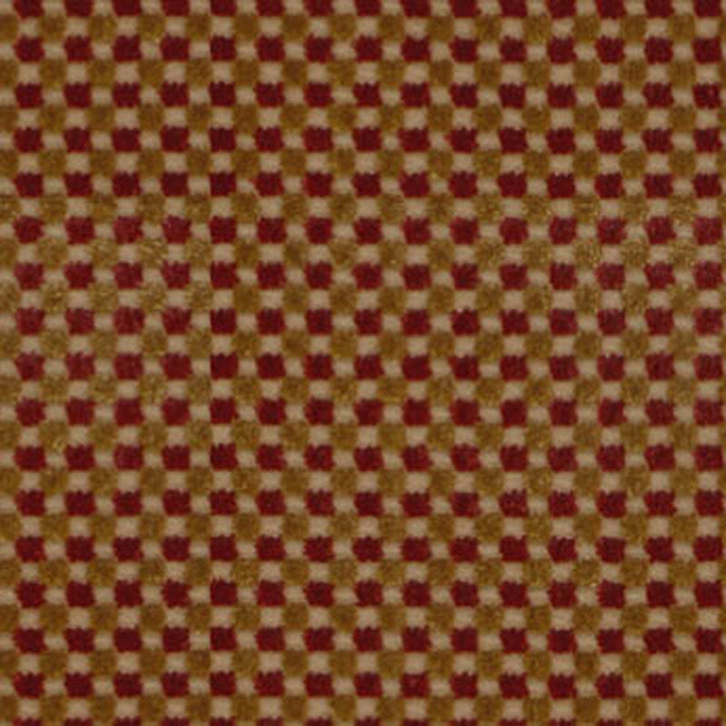 Purchase sample of 43551 Fenwick Check Velvet, Red/Gold by Schumacher Fabric