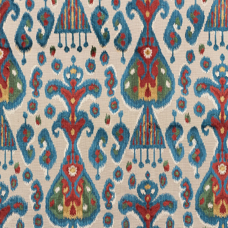 Purchase sample of 73930 Tabriz Ikat Velvet, Multi by Schumacher Fabric