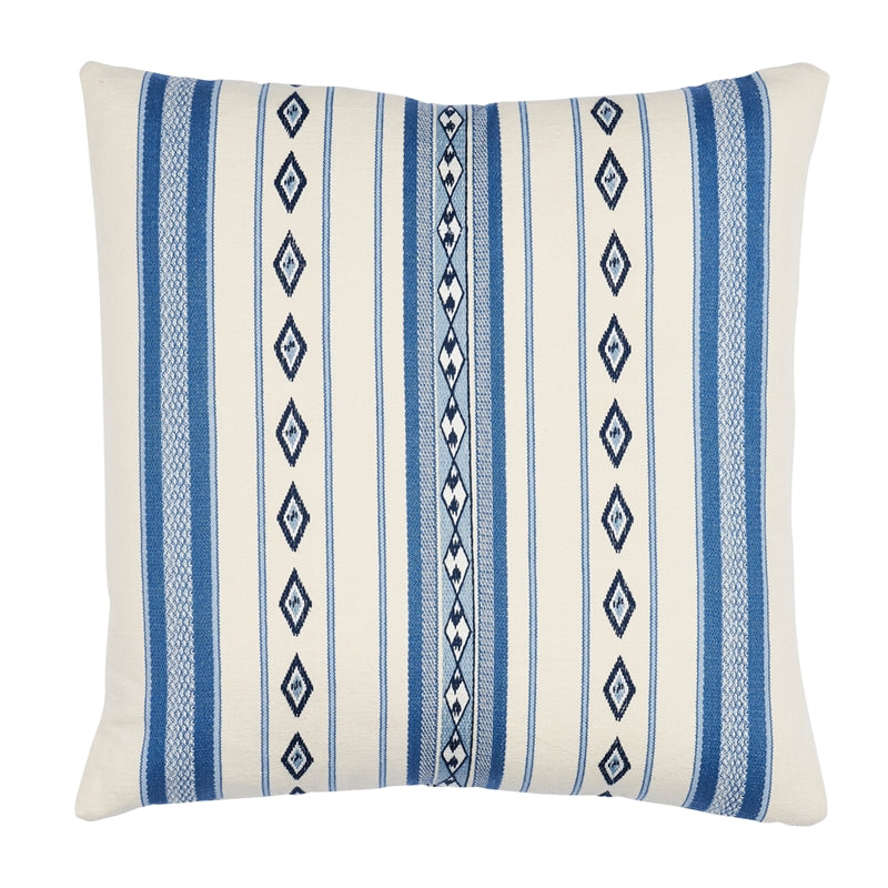So8027104 | Dakota Stripe 18" Pillow, Blue - Schumacher Furniture and Accessories