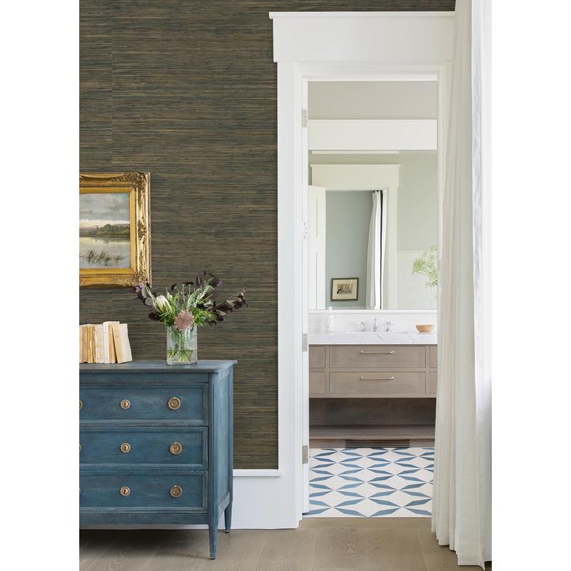 Select 2972-86111 Loom Shuang Teal Handmade Grasscloth Wallpaper Teal A-Street Prints Wallpaper