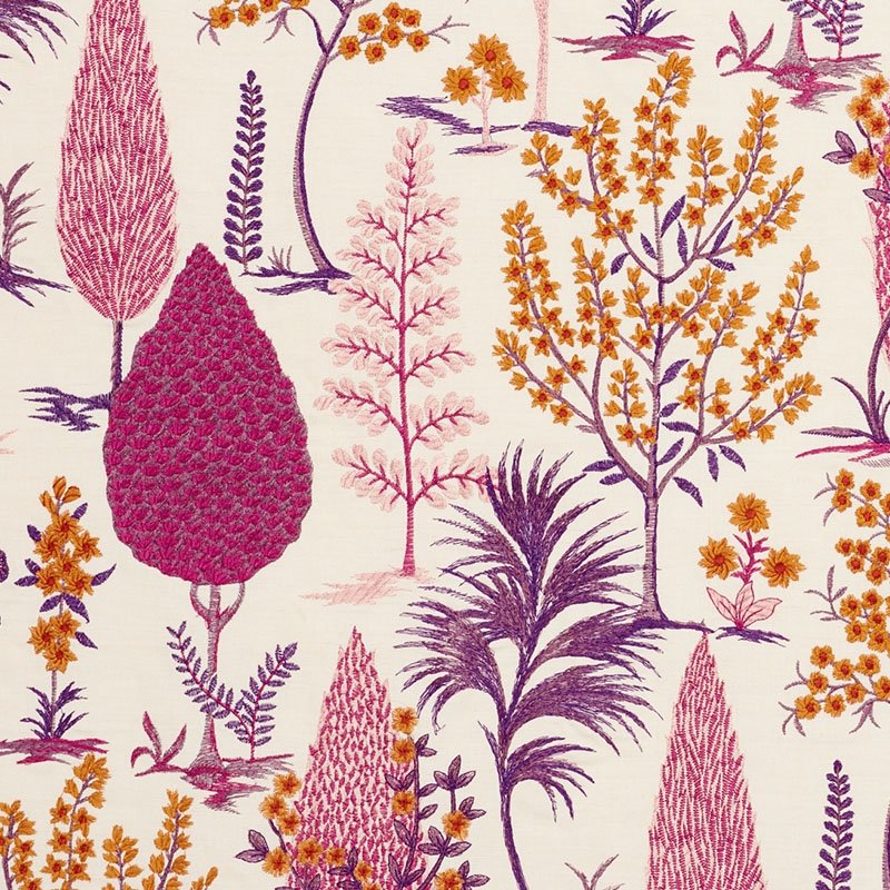 Purchase sample of 74171 Pandora Embroidery, Aubergine by Schumacher Fabric