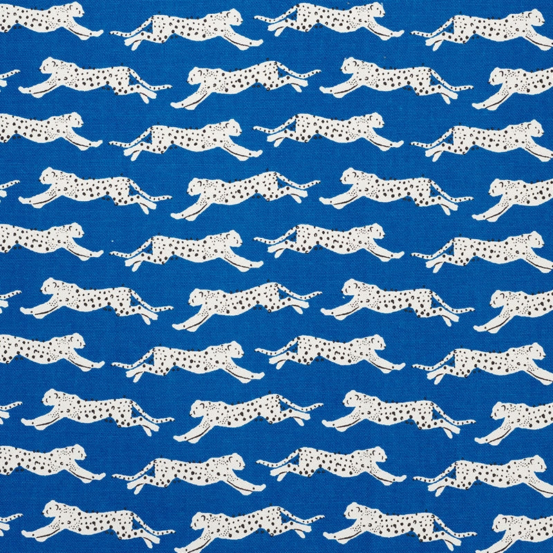 Purchase sample of 177742 Leaping Leopards, Blue by Schumacher Fabric