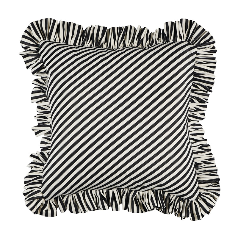 So7134004 | Brigitte Stripe 18" Pillow, Black - Schumacher Furniture and Accessories