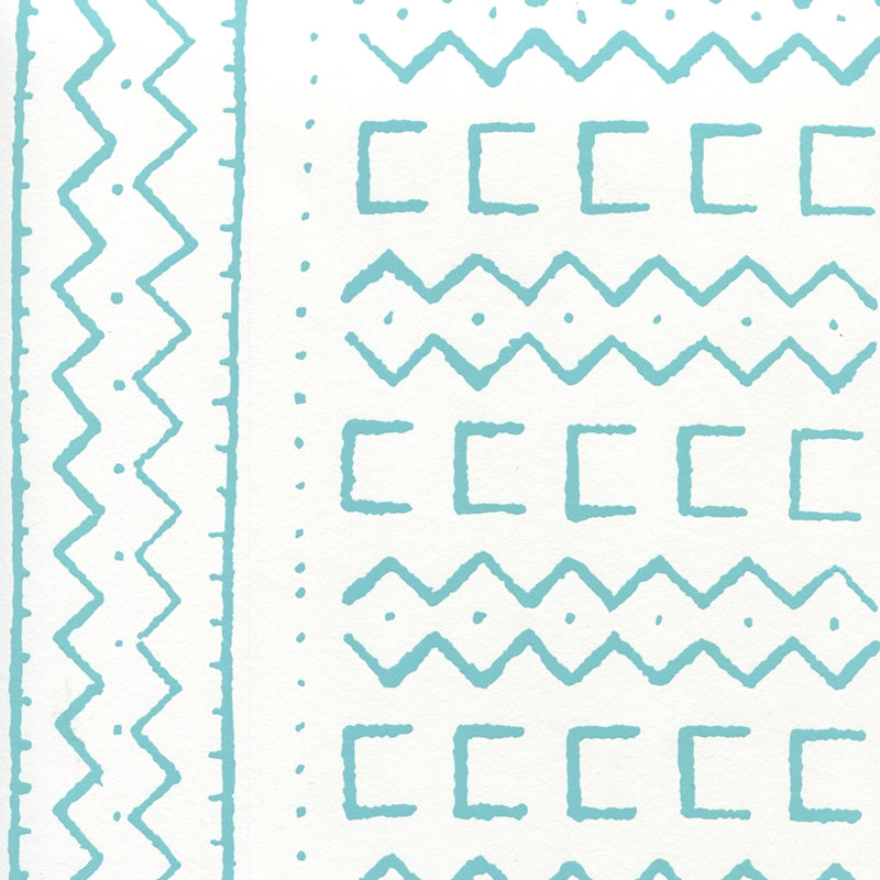 Shop AP980-03 Beau Rivage Turquoise on White by Quadrille Wallpaper