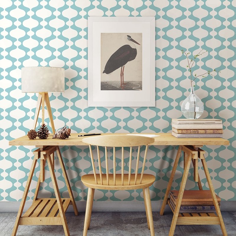 View 2782-24543 Emilio Turquoise Retro Habitat A-Street Prints Wallpaper