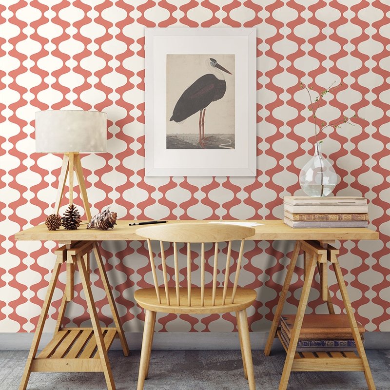 Buy 2782-24542 Emilio Coral Retro Habitat A-Street Prints Wallpaper