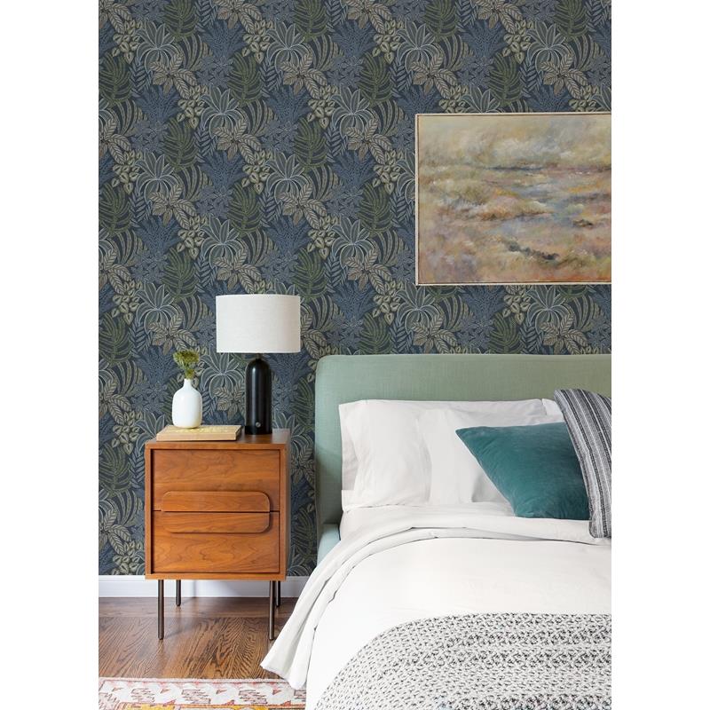 Buy 2970-13904 Revival Sumner Navy Woodland Botanical Wallpaper Navy A-Street Prints Wallpaper