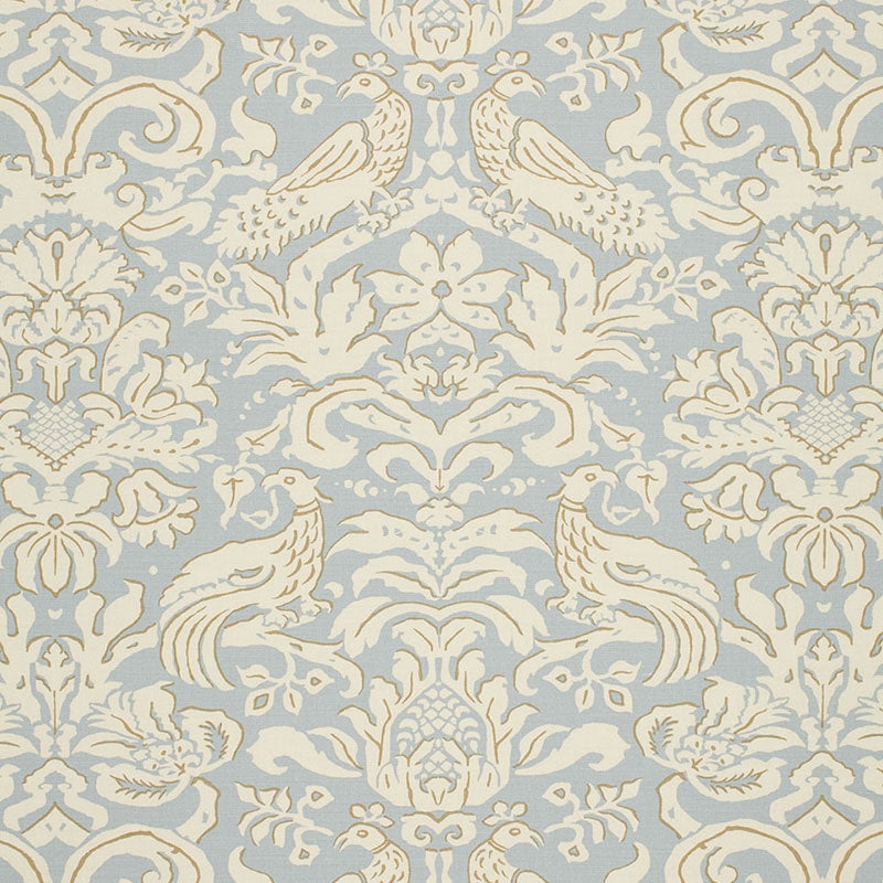 Purchase sample of 1328000 Aldwyn Damask, Robin'S Egg by Schumacher Fabric