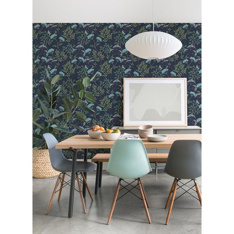 Acquire 2975-87541 Scott Living II Sorrel Navy Botanical Navy A-Street Prints Wallpaper