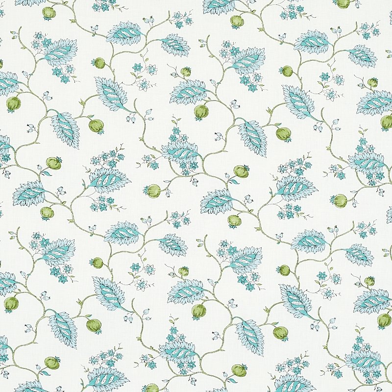 Purchase sample of 179451 Maryam Vine, Peacock by Schumacher Fabric