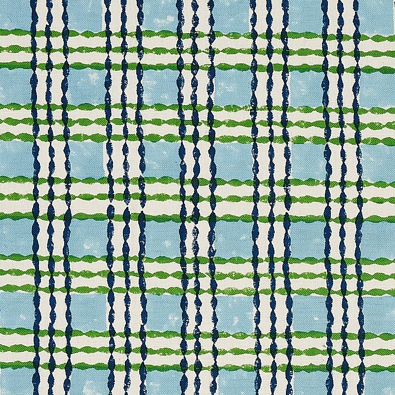 Purchase sample of 179800 Trellis Hand Block Print, Sky and Grass by Schumacher Fabric
