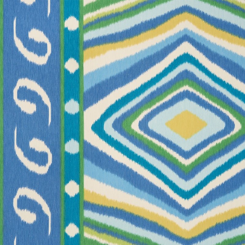 Purchase sample of 178582 Terence Ikat, Peacock by Schumacher Fabric