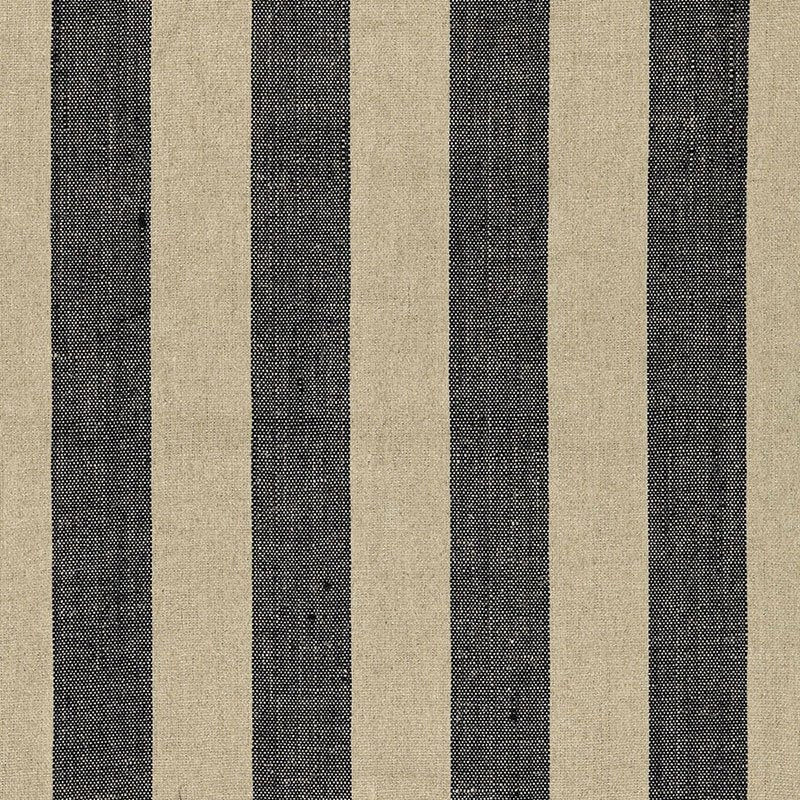 Purchase sample of 66075 Augustin Linen Stripe, Ebony / Linen by Schumacher Fabric