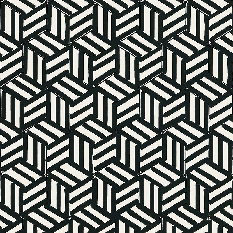 Looking for 5007964 Tumbling Blocks Black Schumacher Wallpaper