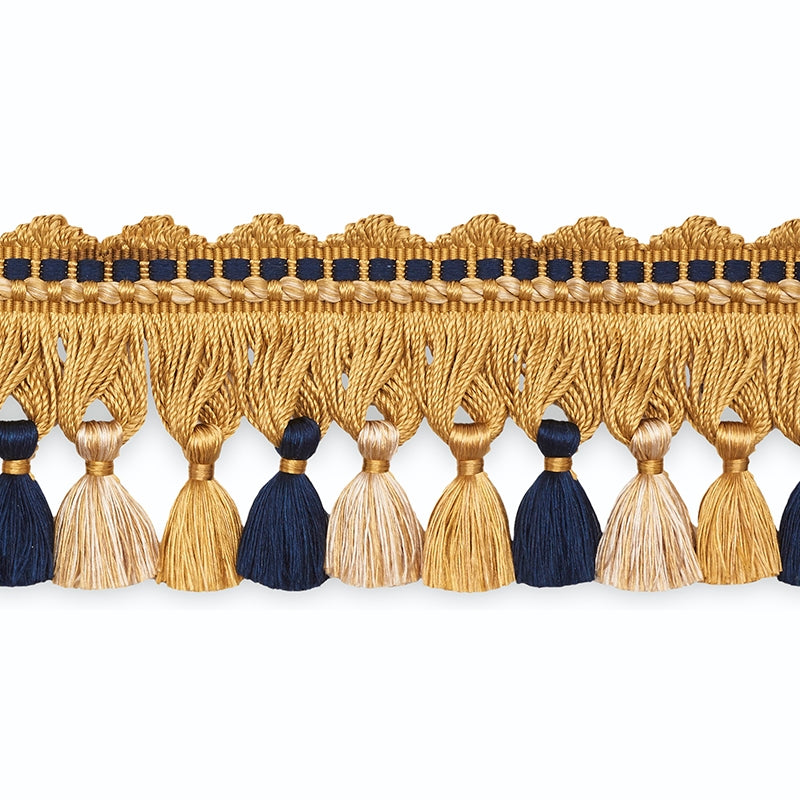 TF1014-4 | Amanda Tassel Fringe, Gold/Navy/Ecru - Schumacher Fabric