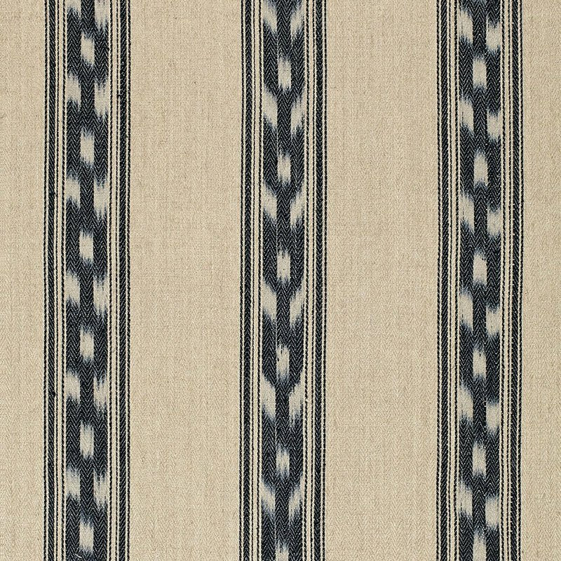 Purchase sample of 67510 Mojave Ikat Stripe, Ebony by Schumacher Fabric