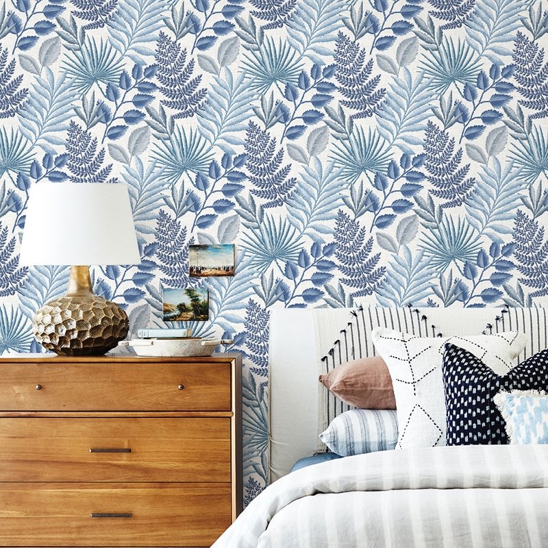 Acquire 2901-87505 Perennial Palomas Blue Botanical A Street Prints Wallpaper