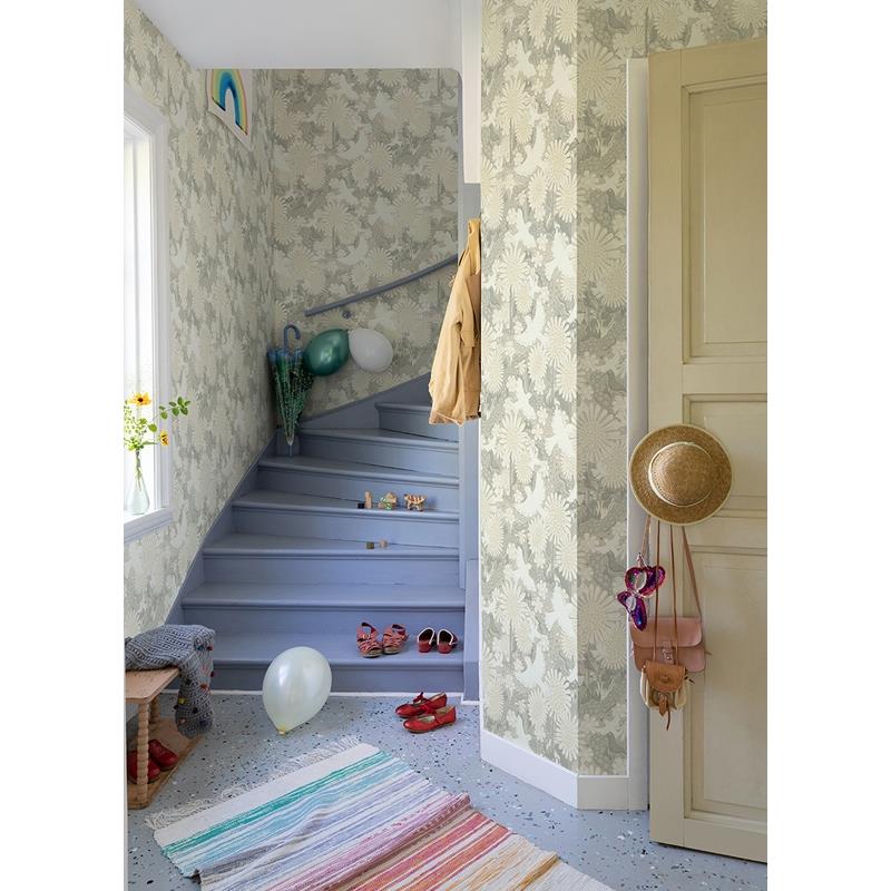 Find 4111-63011 Briony Dramma Light Grey Songbirds and Sunflowers Wallpaper Light Grey A-Street Prints Wallpaper
